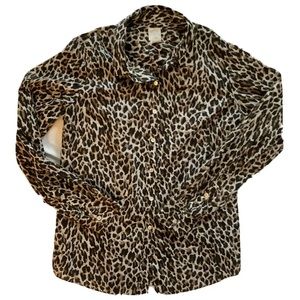 J. Crew The Perfect Shirt in Leopard Cotton Button Up Size 6